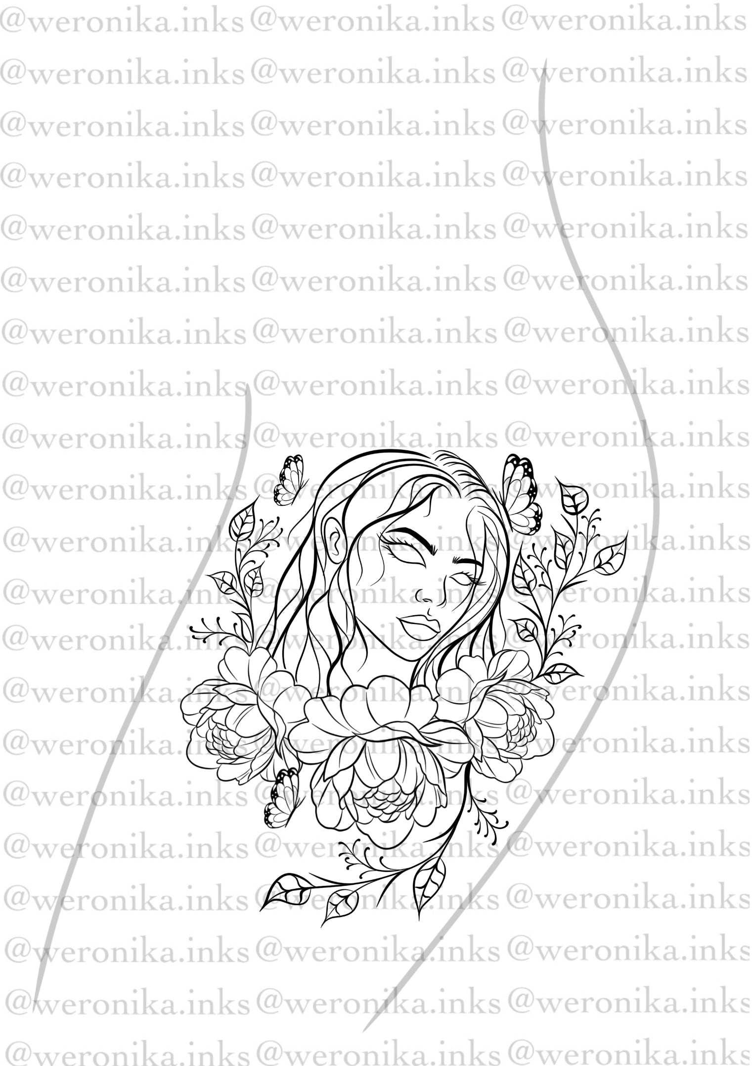 Girl & Floral Thigh Tattoo – Weronika.inkss